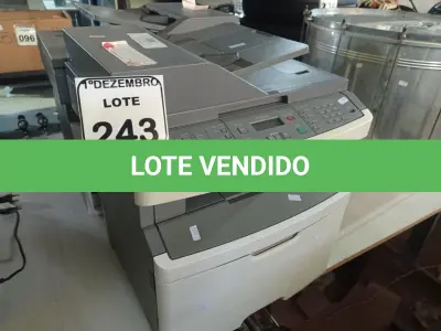 LOTE 243 - 02 IMPRESSORAS MULTIFUNCIONAIS MARCA LEXMARC. (NO ESTADO) ATENÇÃO! FAZER A VISITAÇÃO ANTES DE ARREMATAR, NÃO SABEMOS SE FUNCIONA. LEILÃO NÃO TEM GARANTIA E NEM DEVOLUÇÃO, SUJEITO A POSSÍVEIS AVARIAS VISÍVEIS/OCULTAS E/OU AUSÊNCIA DE COMPONENTES.