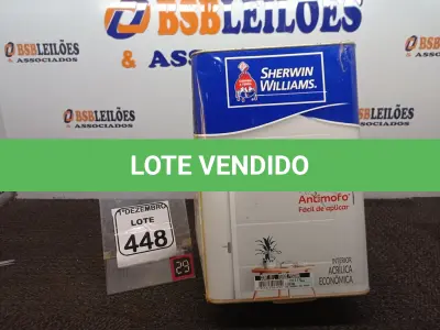LOTE 448 - 01 LATA DE TINTA SHERWIN WILLIAMS KEM TONE ANTIMOFO 18L.(SEM USO) (NO ESTADO) ATENÇÃO! FAZER A VISITAÇÃO ANTES DE ARREMATAR, NÃO SABEMOS SE FUNCIONA. LEILÃO NÃO TEM GARANTIA E NEM DEVOLUÇÃO, SUJEITO A POSSÍVEIS AVARIAS VISÍVEIS/OCULTAS E/OU AUSÊNCIA DE COMPONENTES.