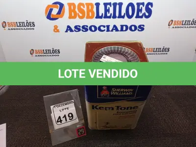 LOTE 419 - 01 LATA DE TINTA SHERWIN WILLIAMS KEM TONE ANTIMOFO 18L.(SEM USO) (NO ESTADO) ATENÇÃO! FAZER A VISITAÇÃO ANTES DE ARREMATAR, NÃO SABEMOS SE FUNCIONA. LEILÃO NÃO TEM GARANTIA E NEM DEVOLUÇÃO, SUJEITO A POSSÍVEIS AVARIAS VISÍVEIS/OCULTAS E/OU AUSÊNCIA DE COMPONENTES.