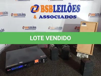 LOTE 333 - 01 HOME-THEATER MARCA LG. (NO ESTADO) ATENÇÃO! FAZER A VISITAÇÃO ANTES DE ARREMATAR, NÃO SABEMOS SE FUNCIONA. LEILÃO NÃO TEM GARANTIA E NEM DEVOLUÇÃO, SUJEITO A POSSÍVEIS AVARIAS VISÍVEIS/OCULTAS E/OU AUSÊNCIA DE COMPONENTES.