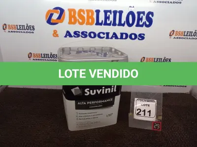 LOTE 211 - 01 BALDE DE TINTA BRANCO FOSCO MARCA SUVINIL 18L.(NOVO) (VALIDADE 09/2027)(NO ESTADO) ATENÇÃO! FAZER A VISITAÇÃO ANTES DE ARREMATAR, NÃO SABEMOS SE FUNCIONA. LEILÃO NÃO TEM GARANTIA E NEM DEVOLUÇÃO, SUJEITO A POSSÍVEIS AVARIAS VISÍVEIS/OCULTAS E/OU AUSÊNCIA DE COMPONENTES.