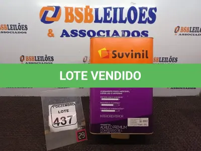 LOTE 437 - 01 LATA DE TINTA BRANCO NEVE MARCA SUVINIL 18L. (NOVO) (VALIDADE 10/2027) (NO ESTADO) ATENÇÃO! FAZER A VISITAÇÃO ANTES DE ARREMATAR, NÃO SABEMOS SE FUNCIONA. LEILÃO NÃO TEM GARANTIA E NEM DEVOLUÇÃO, SUJEITO A POSSÍVEIS AVARIAS VISÍVEIS/OCULTAS E/OU AUSÊNCIA DE COMPONENTES.