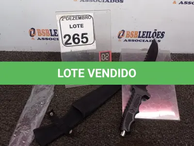 LOTE 265 - 01 FACA TAMANHO MEDIANO(NOVO). (NO ESTADO) ATENÇÃO! FAZER A VISITAÇÃO ANTES DE ARREMATAR, NÃO SABEMOS SE FUNCIONA. LEILÃO NÃO TEM GARANTIA E NEM DEVOLUÇÃO, SUJEITO A POSSÍVEIS AVARIAS VISÍVEIS/OCULTAS E/OU AUSÊNCIA DE COMPONENTES.