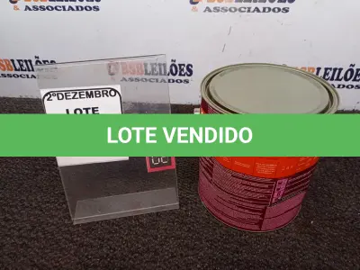 LOTE 213 - 01 LATA DE TINTA COR BRILHANTE PLATINA MARCA SUVINIL 3,6L P/METAIS. (NO ESTADO) ATENÇÃO! FAZER A VISITAÇÃO ANTES DE ARREMATAR, NÃO SABEMOS SE FUNCIONA. LEILÃO NÃO TEM GARANTIA E NEM DEVOLUÇÃO, SUJEITO A POSSÍVEIS AVARIAS VISÍVEIS/OCULTAS E/OU AUSÊNCIA DE COMPONENTES.
