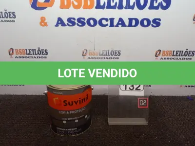 LOTE 132 - 01 LATA DE TINTA COR GRAFITE MARCA SUVINIL 3,6L P/METAIS. (NO ESTADO) ATENÇÃO! FAZER A VISITAÇÃO ANTES DE ARREMATAR, NÃO SABEMOS SE FUNCIONA. LEILÃO NÃO TEM GARANTIA E NEM DEVOLUÇÃO, SUJEITO A POSSÍVEIS AVARIAS VISÍVEIS/OCULTAS E/OU AUSÊNCIA DE COMPONENTES.