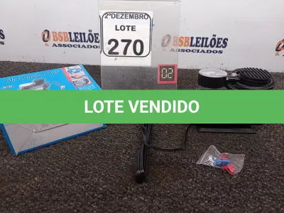 LOTE 270 - 01 MINI COMPRESSOR DE AR VEICULAR DC12V. (NO ESTADO) ATENÇÃO! FAZER A VISITAÇÃO ANTES DE ARREMATAR, NÃO SABEMOS SE FUNCIONA. LEILÃO NÃO TEM GARANTIA E NEM DEVOLUÇÃO, SUJEITO A POSSÍVEIS AVARIAS VISÍVEIS/OCULTAS E/OU AUSÊNCIA DE COMPONENTES.