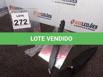 LOTE 272 - 01 FACA TAMANHO MEDIANO(NOVO). (NO ESTADO) ATENÇÃO! FAZER A VISITAÇÃO ANTES DE ARREMATAR, NÃO SABEMOS SE FUNCIONA. LEILÃO NÃO TEM GARANTIA E NEM DEVOLUÇÃO, SUJEITO A POSSÍVEIS AVARIAS VISÍVEIS/OCULTAS E/OU AUSÊNCIA DE COMPONENTES.