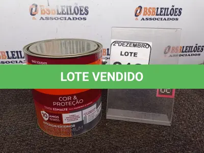 LOTE 213 - 01 LATA DE TINTA COR BRILHANTE PLATINA MARCA SUVINIL 3,6L P/METAIS. (NO ESTADO) ATENÇÃO! FAZER A VISITAÇÃO ANTES DE ARREMATAR, NÃO SABEMOS SE FUNCIONA. LEILÃO NÃO TEM GARANTIA E NEM DEVOLUÇÃO, SUJEITO A POSSÍVEIS AVARIAS VISÍVEIS/OCULTAS E/OU AUSÊNCIA DE COMPONENTES.