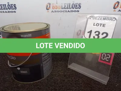 LOTE 132 - 01 LATA DE TINTA COR GRAFITE MARCA SUVINIL 3,6L P/METAIS. (NO ESTADO) ATENÇÃO! FAZER A VISITAÇÃO ANTES DE ARREMATAR, NÃO SABEMOS SE FUNCIONA. LEILÃO NÃO TEM GARANTIA E NEM DEVOLUÇÃO, SUJEITO A POSSÍVEIS AVARIAS VISÍVEIS/OCULTAS E/OU AUSÊNCIA DE COMPONENTES.