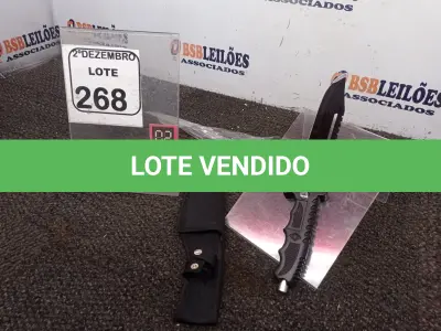 LOTE 268 - 01 FACA TAMANHO MEDIANO(NOVO). (NO ESTADO) ATENÇÃO! FAZER A VISITAÇÃO ANTES DE ARREMATAR, NÃO SABEMOS SE FUNCIONA. LEILÃO NÃO TEM GARANTIA E NEM DEVOLUÇÃO, SUJEITO A POSSÍVEIS AVARIAS VISÍVEIS/OCULTAS E/OU AUSÊNCIA DE COMPONENTES.