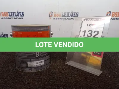 LOTE 132 - 01 LATA DE TINTA COR GRAFITE MARCA SUVINIL 3,6L P/METAIS. (NO ESTADO) ATENÇÃO! FAZER A VISITAÇÃO ANTES DE ARREMATAR, NÃO SABEMOS SE FUNCIONA. LEILÃO NÃO TEM GARANTIA E NEM DEVOLUÇÃO, SUJEITO A POSSÍVEIS AVARIAS VISÍVEIS/OCULTAS E/OU AUSÊNCIA DE COMPONENTES.
