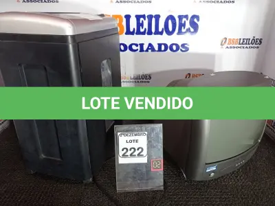 LOTE 222 - 01 FRAGMENTADORA DE PAPEL E 01 TV DE TUBO14” MARCA PHILIPS. (NO ESTADO) ATENÇÃO! FAZER A VISITAÇÃO ANTES DE ARREMATAR, NÃO SABEMOS SE FUNCIONA. LEILÃO NÃO TEM GARANTIA E NEM DEVOLUÇÃO, SUJEITO A POSSÍVEIS AVARIAS VISÍVEIS/OCULTAS E/OU AUSÊNCIA DE COMPONENTES.