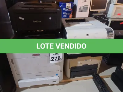 LOTE 278 - 04 IMPRESSORAS MAR5CAS E MODELOS DIVERSOS. (NO ESTADO) ATENÇÃO! FAZER A VISITAÇÃO ANTES DE ARREMATAR, NÃO SABEMOS SE FUNCIONA. LEILÃO NÃO TEM GARANTIA E NEM DEVOLUÇÃO, SUJEITO A POSSÍVEIS AVARIAS VISÍVEIS/OCULTAS E/OU AUSÊNCIA DE COMPONENTES.