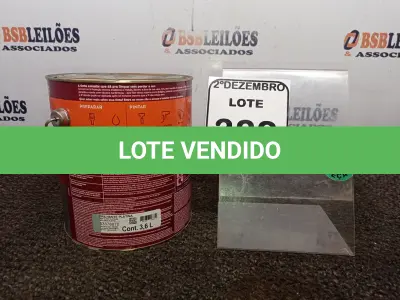 LOTE 388 - 01 LATA DE TINTA COR BRILHANTE PLATINA MARCA SUVINIL 3,6L P/METAIS. (NO ESTADO) ATENÇÃO! FAZER A VISITAÇÃO ANTES DE ARREMATAR, NÃO SABEMOS SE FUNCIONA. LEILÃO NÃO TEM GARANTIA E NEM DEVOLUÇÃO, SUJEITO A POSSÍVEIS AVARIAS VISÍVEIS/OCULTAS E/OU AUSÊNCIA DE COMPONENTES.