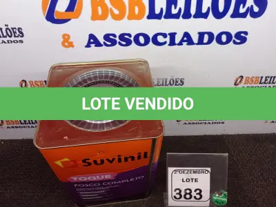 LOTE 383 - 01 LATA DE TINTA FOSCO BRANCO NEVE 18L MARCA SUVINIL. (NO ESTADO) ATENÇÃO! FAZER A VISITAÇÃO ANTES DE ARREMATAR, NÃO SABEMOS SE FUNCIONA. LEILÃO NÃO TEM GARANTIA E NEM DEVOLUÇÃO, SUJEITO A POSSÍVEIS AVARIAS VISÍVEIS/OCULTAS E/OU AUSÊNCIA DE COMPONENTES.