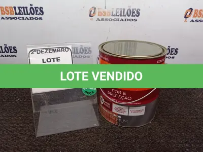 LOTE 327 - 01 LATA DE TINTA COR BRILHANTE PLATINA MARCA SUVINIL 3,6L P/MADEIRAS E METAIS. (NO ESTADO) ATENÇÃO! FAZER A VISITAÇÃO ANTES DE ARREMATAR, NÃO SABEMOS SE FUNCIONA. LEILÃO NÃO TEM GARANTIA E NEM DEVOLUÇÃO, SUJEITO A POSSÍVEIS AVARIAS VISÍVEIS/OCULTAS E/OU AUSÊNCIA DE COMPONENTES.