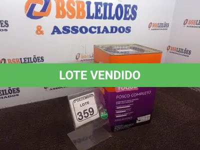 LOTE 359 - 01 LATA DE TINTA FOSCO BRANCO NEVE 18L MARCA SUVINIL. (NO ESTADO) ATENÇÃO! FAZER A VISITAÇÃO ANTES DE ARREMATAR, NÃO SABEMOS SE FUNCIONA. LEILÃO NÃO TEM GARANTIA E NEM DEVOLUÇÃO, SUJEITO A POSSÍVEIS AVARIAS VISÍVEIS/OCULTAS E/OU AUSÊNCIA DE COMPONENTES.