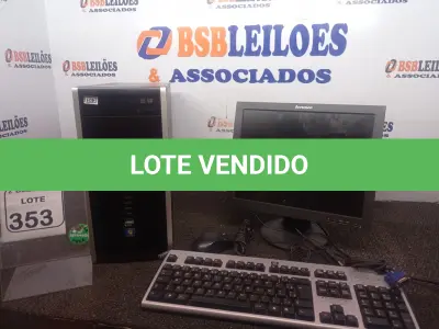 LOTE 353 - 01 CPU MARCA HP E 01 MONITOR MARCA LENOVO C/TECLADO E MOUSE. (NO ESTADO) ATENÇÃO! FAZER A VISITAÇÃO ANTES DE ARREMATAR, NÃO SABEMOS SE FUNCIONA. LEILÃO NÃO TEM GARANTIA E NEM DEVOLUÇÃO, SUJEITO A POSSÍVEIS AVARIAS VISÍVEIS/OCULTAS E/OU AUSÊNCIA DE COMPONENTES.