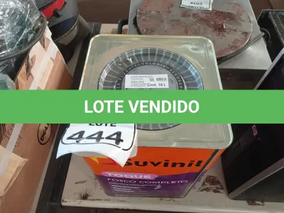 LOTE 444 - 01 LATA DE TINTA FOSCO BRANCO NEVE 18L MARCA SUVINIL. (NO ESTADO) ATENÇÃO! FAZER A VISITAÇÃO ANTES DE ARREMATAR, NÃO SABEMOS SE FUNCIONA. LEILÃO NÃO TEM GARANTIA E NEM DEVOLUÇÃO, SUJEITO A POSSÍVEIS AVARIAS VISÍVEIS/OCULTAS E/OU AUSÊNCIA DE COMPONENTES.