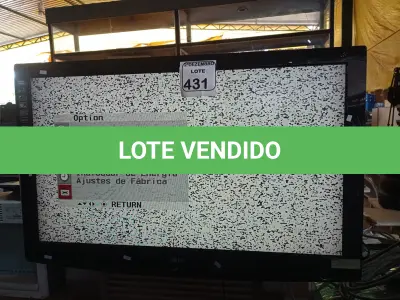 LOTE 431 - 01 TV 42” MARCA LG. (NO ESTADO) ATENÇÃO! FAZER A VISITAÇÃO ANTES DE ARREMATAR, NÃO SABEMOS SE FUNCIONA. LEILÃO NÃO TEM GARANTIA E NEM DEVOLUÇÃO, SUJEITO A POSSÍVEIS AVARIAS VISÍVEIS/OCULTAS E/OU AUSÊNCIA DE COMPONENTES.