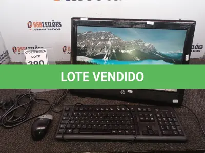 LOTE 390 - 01 ALL IN ONE MARCA HP C/TECLADO E MOUSE. (NO ESTADO) ATENÇÃO! FAZER A VISITAÇÃO ANTES DE ARREMATAR, NÃO SABEMOS SE FUNCIONA. LEILÃO NÃO TEM GARANTIA E NEM DEVOLUÇÃO, SUJEITO A POSSÍVEIS AVARIAS VISÍVEIS/OCULTAS E/OU AUSÊNCIA DE COMPONENTES.