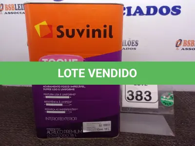 LOTE 383 - 01 LATA DE TINTA FOSCO BRANCO NEVE 18L MARCA SUVINIL. (NO ESTADO) ATENÇÃO! FAZER A VISITAÇÃO ANTES DE ARREMATAR, NÃO SABEMOS SE FUNCIONA. LEILÃO NÃO TEM GARANTIA E NEM DEVOLUÇÃO, SUJEITO A POSSÍVEIS AVARIAS VISÍVEIS/OCULTAS E/OU AUSÊNCIA DE COMPONENTES.