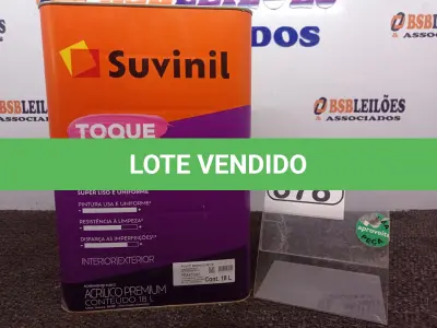 LOTE 378 - 01 LATA DE TINTA FOSCO BRANCO NEVE 18L MARCA SUVINIL. (NO ESTADO) ATENÇÃO! FAZER A VISITAÇÃO ANTES DE ARREMATAR, NÃO SABEMOS SE FUNCIONA. LEILÃO NÃO TEM GARANTIA E NEM DEVOLUÇÃO, SUJEITO A POSSÍVEIS AVARIAS VISÍVEIS/OCULTAS E/OU AUSÊNCIA DE COMPONENTES.