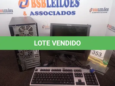 LOTE 353 - 01 CPU MARCA HP E 01 MONITOR MARCA LENOVO C/TECLADO E MOUSE. (NO ESTADO) ATENÇÃO! FAZER A VISITAÇÃO ANTES DE ARREMATAR, NÃO SABEMOS SE FUNCIONA. LEILÃO NÃO TEM GARANTIA E NEM DEVOLUÇÃO, SUJEITO A POSSÍVEIS AVARIAS VISÍVEIS/OCULTAS E/OU AUSÊNCIA DE COMPONENTES.