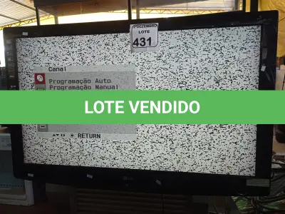 LOTE 431 - 01 TV 42” MARCA LG. (NO ESTADO) ATENÇÃO! FAZER A VISITAÇÃO ANTES DE ARREMATAR, NÃO SABEMOS SE FUNCIONA. LEILÃO NÃO TEM GARANTIA E NEM DEVOLUÇÃO, SUJEITO A POSSÍVEIS AVARIAS VISÍVEIS/OCULTAS E/OU AUSÊNCIA DE COMPONENTES.