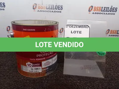 LOTE 356 - 01 LATA DE TINTA COR BRILHANTE PLATINA MARCA SUVINIL 3,6L P/METAIS. (NO ESTADO) ATENÇÃO! FAZER A VISITAÇÃO ANTES DE ARREMATAR, NÃO SABEMOS SE FUNCIONA. LEILÃO NÃO TEM GARANTIA E NEM DEVOLUÇÃO, SUJEITO A POSSÍVEIS AVARIAS VISÍVEIS/OCULTAS E/OU AUSÊNCIA DE COMPONENTES.