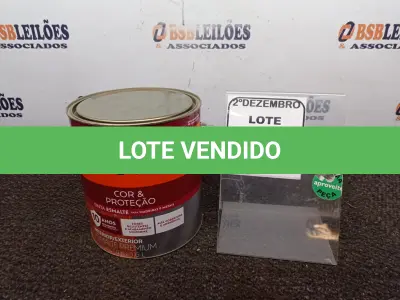 LOTE 327 - 01 LATA DE TINTA COR BRILHANTE PLATINA MARCA SUVINIL 3,6L P/MADEIRAS E METAIS. (NO ESTADO) ATENÇÃO! FAZER A VISITAÇÃO ANTES DE ARREMATAR, NÃO SABEMOS SE FUNCIONA. LEILÃO NÃO TEM GARANTIA E NEM DEVOLUÇÃO, SUJEITO A POSSÍVEIS AVARIAS VISÍVEIS/OCULTAS E/OU AUSÊNCIA DE COMPONENTES.