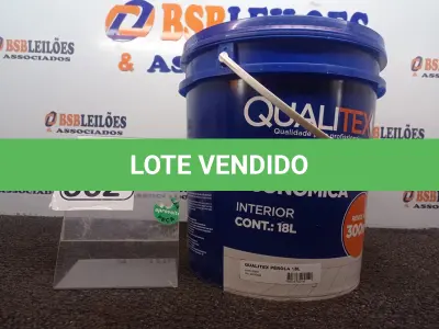 LOTE 362 - 01 GALÃO DE TINTA MARCA QUALITEX. (NO ESTADO) ATENÇÃO! FAZER A VISITAÇÃO ANTES DE ARREMATAR, NÃO SABEMOS SE FUNCIONA. LEILÃO NÃO TEM GARANTIA E NEM DEVOLUÇÃO, SUJEITO A POSSÍVEIS AVARIAS VISÍVEIS/OCULTAS E/OU AUSÊNCIA DE COMPONENTES.