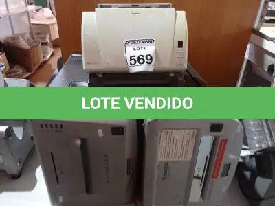 LOTE 569 - 01 SCANNER MARCA KODAK E 02 FRAGMENTADORAS DE PAPEL MARCAS E MODELOS DIVERSOS. (NO ESTADO) ATENÇÃO! FAZER A VISITAÇÃO ANTES DE ARREMATAR, NÃO SABEMOS SE FUNCIONA. LEILÃO NÃO TEM GARANTIA E NEM DEVOLUÇÃO, SUJEITO A POSSÍVEIS AVARIAS VISÍVEIS/OCULTAS E/OU AUSÊNCIA DE COMPONENTES.