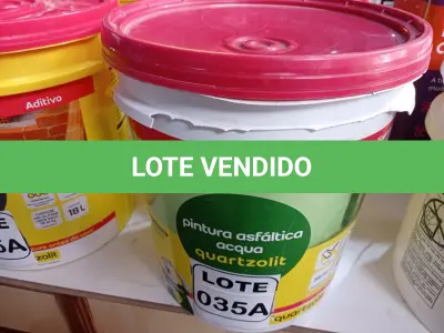 LOTE 035 - 01 BALDE DE ADITIVO IMPERMEABILIZANTE P/PINTURA ASFÁLTICA MARCA QUARTZOLIT 18L (NO ESTADO, NÃO SABEMOS SE FUNCIONA. LEILÃO NÃO TEM GARANTIA E NEM DEVOLUÇÃO, SUJEITO A POSSÍVEIS AVARIAS VISÍVEIS/OCULTAS E/OU AUSÊNCIA DE COMPONENTES)