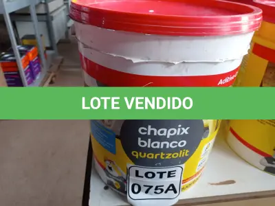 LOTE 075 - 01 BALDE DE ADITIVO IMPERMEABILIZANTE P/ARGAMASSA MARCA QUARTZOLIT 18L (NO ESTADO, NÃO SABEMOS SE FUNCIONA. LEILÃO NÃO TEM GARANTIA E NEM DEVOLUÇÃO, SUJEITO A POSSÍVEIS AVARIAS VISÍVEIS/OCULTAS E/OU AUSÊNCIA DE COMPONENTES)