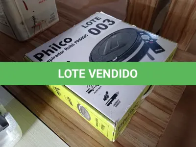 LOTE 003 - 01 - ASPIRADOR ROBÔ PHILCO PAS08C - BIVOLT (NO ESTADO, NÃO SABEMOS SE FUNCIONA. LEILÃO NÃO TEM GARANTIA E NEM DEVOLUÇÃO, SUJEITO A POSSÍVEIS AVARIAS VISÍVEIS/OCULTAS E/OU AUSÊNCIA DE COMPONENTES)