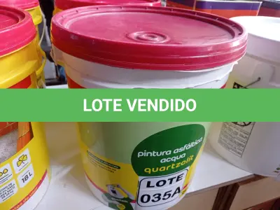 LOTE 035 - 01 BALDE DE ADITIVO IMPERMEABILIZANTE P/PINTURA ASFÁLTICA MARCA QUARTZOLIT 18L (NO ESTADO, NÃO SABEMOS SE FUNCIONA. LEILÃO NÃO TEM GARANTIA E NEM DEVOLUÇÃO, SUJEITO A POSSÍVEIS AVARIAS VISÍVEIS/OCULTAS E/OU AUSÊNCIA DE COMPONENTES)
