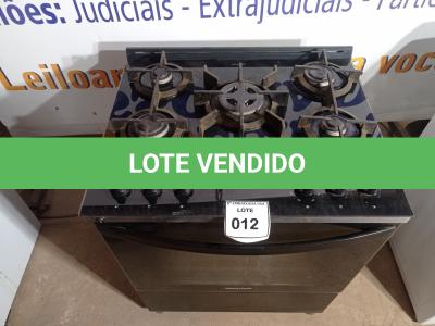 LOTE 012 - 01 FOGÃO MARCA BRASTEMP 05 BOCAS BIVOLT. (RANGE) (NO ESTADO EM QUE SE ENCONTRA. SUJEITO A AVARIAS OCULTAS/VISÍVEIS.) BH1502K