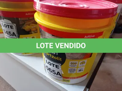 LOTE 065 - 01 BALDE DE ADITIVO IMPERMEABILIZANTE P/ARGAMASSA MARCA QUARTZOLIT 18L (NO ESTADO, NÃO SABEMOS SE FUNCIONA. LEILÃO NÃO TEM GARANTIA E NEM DEVOLUÇÃO, SUJEITO A POSSÍVEIS AVARIAS VISÍVEIS/OCULTAS E/OU AUSÊNCIA DE COMPONENTES)