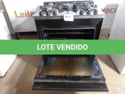 LOTE 012 - 01 FOGÃO MARCA BRASTEMP 05 BOCAS BIVOLT. (RANGE) (NO ESTADO EM QUE SE ENCONTRA. SUJEITO A AVARIAS OCULTAS/VISÍVEIS.) BH1502K