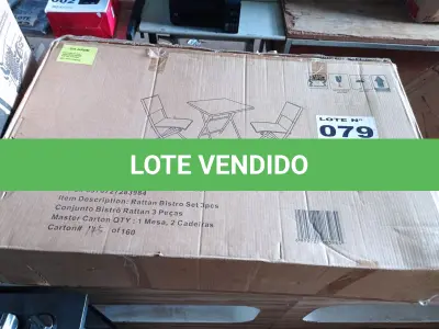LOTE 079 - 01 - CONJUNTO BISTRO RATTAN 3 PEÇAS (NO ESTADO, NÃO SABEMOS SE FUNCIONA. LEILÃO NÃO TEM GARANTIA E NEM DEVOLUÇÃO, SUJEITO A POSSÍVEIS AVARIAS VISÍVEIS/OCULTAS E/OU AUSÊNCIA DE COMPONENTES)