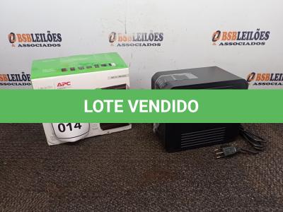 LOTE 014 - 01 NOBREAK 600VA. (NO ESTADO EM QUE SE ENCONTRA. SUJEITO A AVARIAS OCULTAS/VISÍVEIS.)