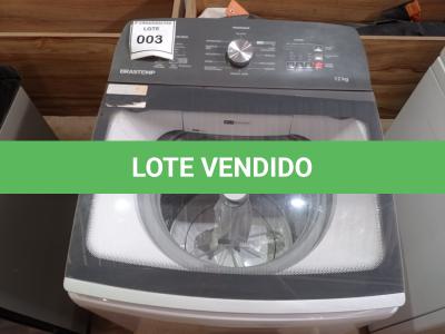 LOTE 003 - 01 LAVA ROUPA (WASHING MACHINE). (NO ESTADO EM QUE SE ENCONTRA. SUJEITO A AVARIAS OCULTAS/VISÍVEIS.) BH1659T