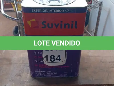 LOTE 184 - 01 LATA DE TINTA BASE COR BRANCO 16L ACRÍLICO PREMIUM MARCA SUVINIL (NO ESTADO, NÃO SABEMOS SE FUNCIONA. LEILÃO NÃO TEM GARANTIA E NEM DEVOLUÇÃO, SUJEITO A POSSÍVEIS AVARIAS VISÍVEIS/OCULTAS E/OU AUSÊNCIA DE COMPONENTES)