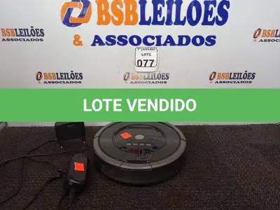 LOTE 077 - 01 ASPIRADOR ROBÔ MARCA IROBOT C/FONTE. (NO ESTADO) ATENÇÃO! FAZER A VISITAÇÃO ANTES DE ARREMATAR, NÃO SABEMOS SE FUNCIONA. LEILÃO NÃO TEM GARANTIA E NEM DEVOLUÇÃO, SUJEITO A POSSÍVEIS AVARIAS VISÍVEIS/OCULTAS E/OU AUSÊNCIA DE COMPONENTES.