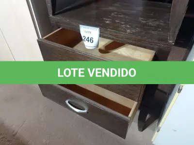 LOTE 246 - 01 ARMÁRIO MÉDIO EM MADEIRA C/ 02 PORTAS (MEDIUM WOODEN CABINET). (NO ESTADO EM QUE SE ENCONTRA. SUJEITO A AVARIAS OCULTAS/VISÍVEIS.)