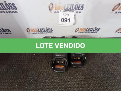 LOTE 091 - 02 CARREGADORES IMPRES. (CHARGERS). (NO ESTADO EM QUE SE ENCONTRA. SUJEITO A AVARIAS OCULTAS/VISÍVEIS.)