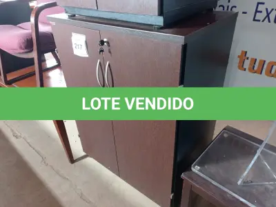 LOTE 217 - 01 ARMÁRIO MÉDIO EM MADEIRA C/ 02 PORTAS (MEDIUM WOODEN CABINET). (NO ESTADO EM QUE SE ENCONTRA. SUJEITO A AVARIAS OCULTAS/VISÍVEIS.)