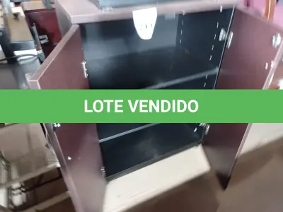 LOTE 213 - 01 ARMÁRIO MÉDIO EM MADEIRA C/ 02 PORTAS (MEDIUM WOODEN CABINET). (NO ESTADO EM QUE SE ENCONTRA. SUJEITO A AVARIAS OCULTAS/VISÍVEIS.)