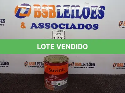 LOTE 172 - 01 LATA DE TINTA ESMALTE SINTÉTICO PARA MADEIRA E METAL 3,6L NA COR BRILHANTE VERDE FOLHA MARCA SUVINIL. (NOVO) (NO ESTADO) ATENÇÃO! FAZER A VISITAÇÃO ANTES DE ARREMATAR, NÃO SABEMOS SE FUNCIONA. LEILÃO NÃO TEM GARANTIA E NEM DEVOLUÇÃO, SUJEITO A POSSÍVEIS AVARIAS VISÍVEIS/OCULTAS E/OU AUSÊNCIA DE COMPONENTES.